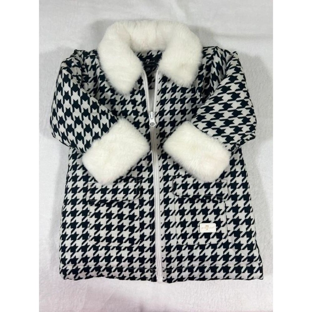 7 for All Man Kind Black/White Houndstooth Pattern Coat-Tagged 12 Months Size